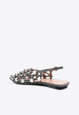 The Attico Grid Embellished Slingback Flats Gray 250WSH00801LBT007S/Q_ATTIC-624