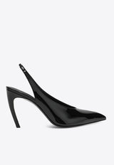 The Attico Viper 95 Patent Leather Slingback Pumps Black 250WSH00875EEE056A/R_ATTIC-100
