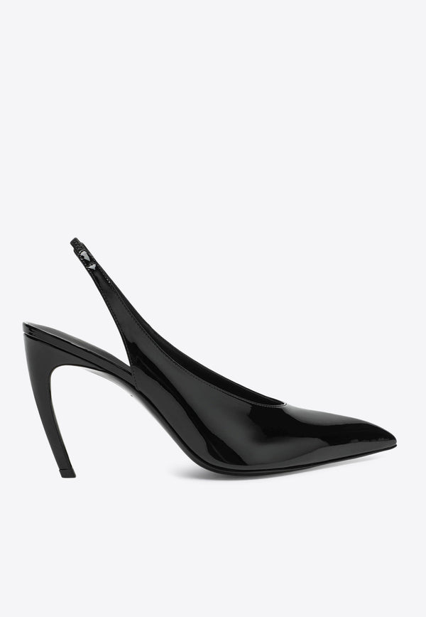 The Attico Viper 95 Patent Leather Slingback Pumps Black 250WSH00875EEE056A/R_ATTIC-100