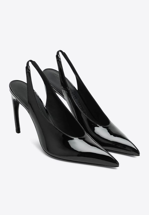 The Attico Viper 95 Patent Leather Slingback Pumps Black 250WSH00875EEE056A/R_ATTIC-100