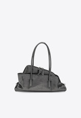 The Attico Small La Passeggiata Laminated Leather Shoulder Bag Gray 251WAH00058LBT070A/R_ATTIC-233