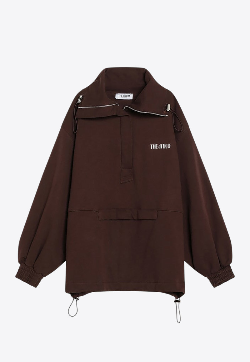The Attico Logo Embroidered Half-Zip Sweatshirt Brown 251WCB00091JJF007A/R_ATTIC-204