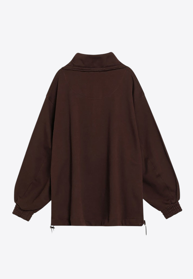 The Attico Logo Embroidered Half-Zip Sweatshirt Brown 251WCB00091JJF007A/R_ATTIC-204