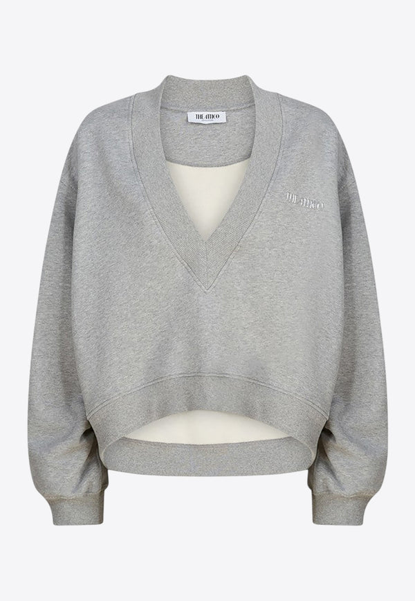 The Attico V-neck Cropped Sweatshirt Gray 251WCF00010JJF003A_ATTIC-183