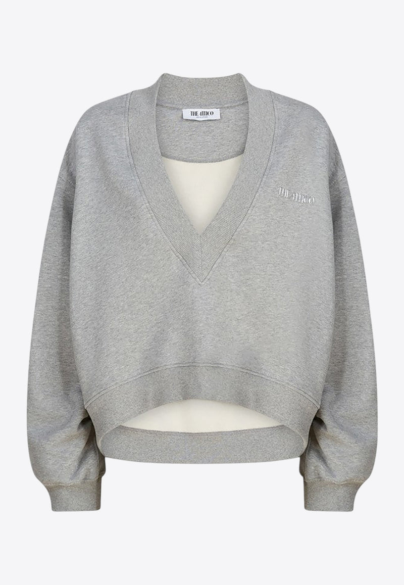 The Attico V-neck Cropped Sweatshirt Gray 251WCF00010JJF003A_ATTIC-183