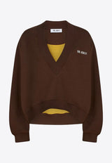 The Attico V-neck Cropped Sweatshirt Brown 251WCF00010JJF007A/R_ATTIC-204