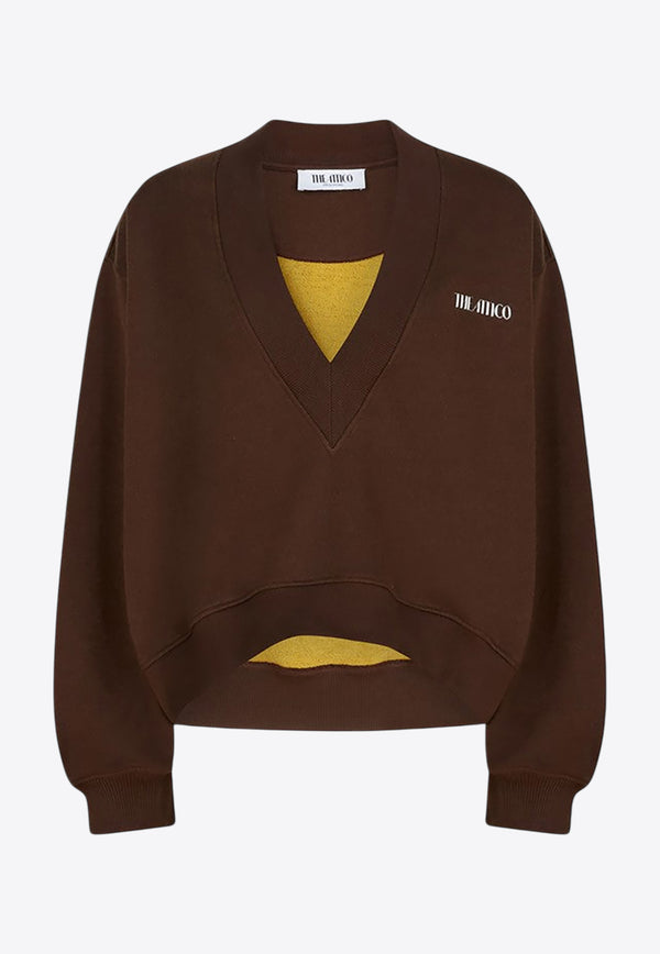 The Attico V-neck Cropped Sweatshirt Brown 251WCF00010JJF007A/R_ATTIC-204