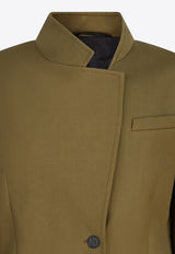 The Attico Asymmetric Wool Blazer Green 251WCG00084WWW065A/R_ATTIC-081