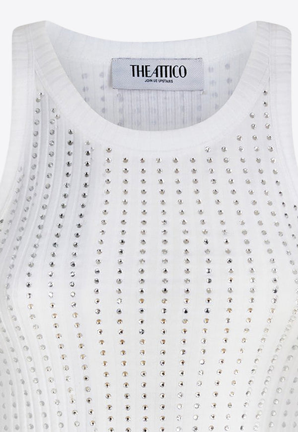 The Attico Rhinestone Embellished Tank Top White 251WCN00004JJJ051T_ATTIC-001