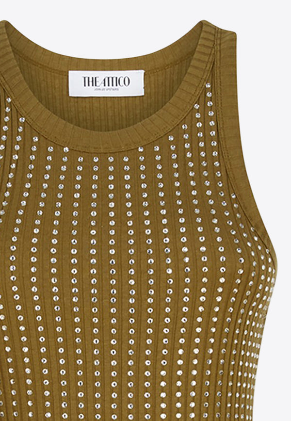 The Attico Rhinestone Embellished Mini Dress Green 251WCW00206JJJ051T/R_ATTIC-081