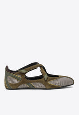 The Attico Floor 01 Suede and Mesh Ballet Flats Green 251WSH00871MIX062A/R_ATTIC-828