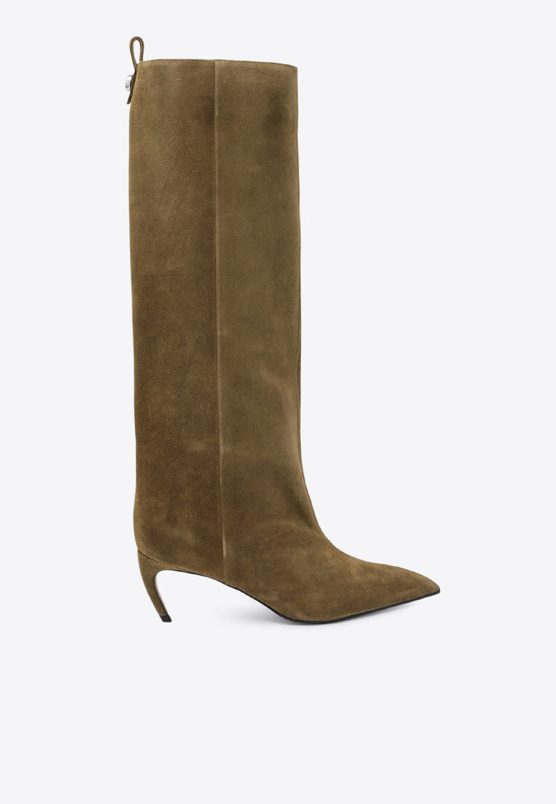 The Attico Lea 65 Knee-High Suede Boots Green 251WSH00879LBT007A/R_ATTIC-828