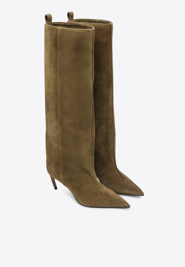 The Attico Lea 65 Knee-High Suede Boots Green 251WSH00879LBT007A/R_ATTIC-828