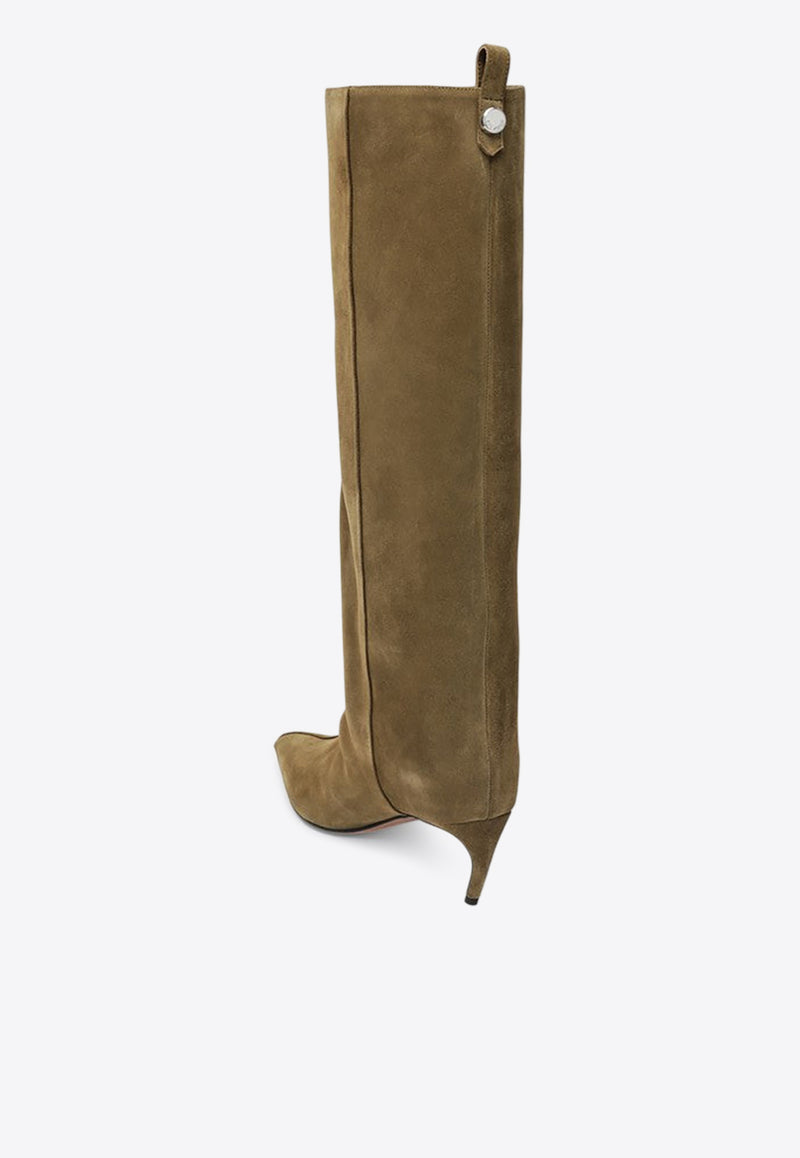 The Attico Lea 65 Knee-High Suede Boots Green 251WSH00879LBT007A/R_ATTIC-828