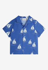 Mini Rodini Boys Printed Sailboats Shirt Blue 2522015160CO/Q_MIRO-BL