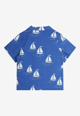 Mini Rodini Boys Printed Sailboats Shirt Blue 2522015160CO/Q_MIRO-BL