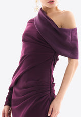 Rhea Costa Amara One-Shoulder Draped Gown Plum 25232D_PREF25_PLUM