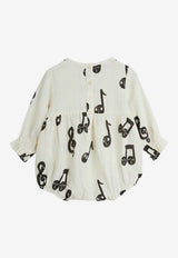 Mini Rodini Baby Girls Musical Notes Bodysuit White 2524011710CO/Q_MIRO-WHT