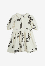 Mini Rodini Girls Musical Notes Dress White 2525012610CO/Q_MIRO-WHT