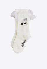 Mini Rodini Baby Musical Notes Ruffled Socks White 2526010610CO/Q_MIRO-WHT