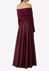 Rhea Costa Halima Off-Shoulder Draped Gown Burgundy 25324D_PREF25_BURGUNDY