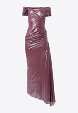 Rhea Costa Gaia Glossy Draped Gown Pink 25335D_PREF25_ROSE