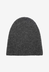 Roberto Collina Cashmere and Silk Ribbed Beanie Gray 253F01051WO/R_ROBER-F0121