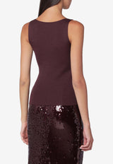 Roberto Collina Ribbed Wool Tank Top Eggplant 253F08214WO/R_ROBER-F0836