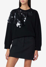 Roberto Collina Sequin Embellished Wool Sweater Black 253F22001WO/R_ROBER-F2209
