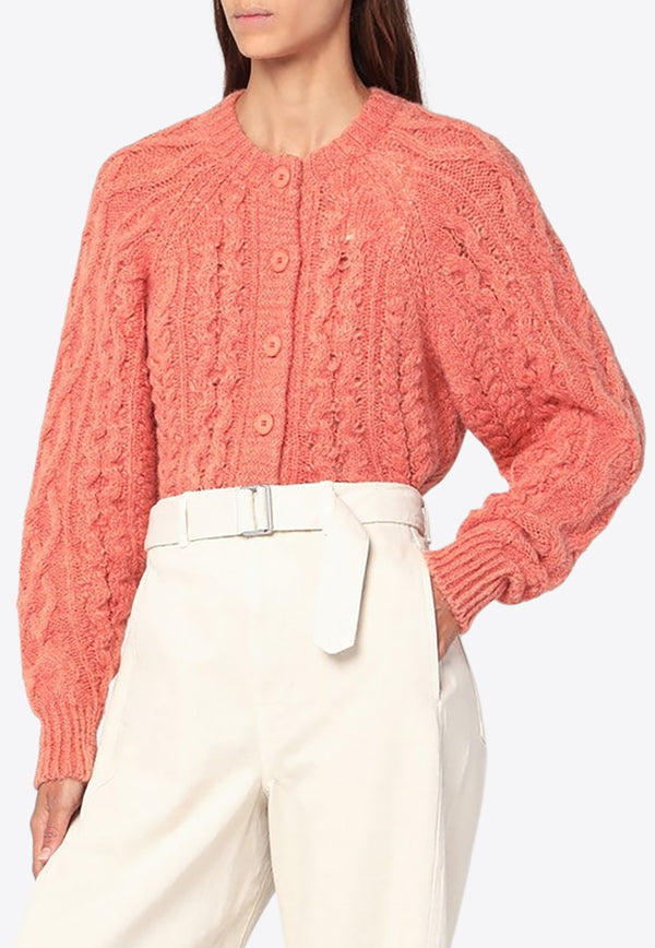Isabel Marant Etoile Yara Cable Knit Cardigan Pink 25ACA0117FAC3L05E/R_ISAET-11LR