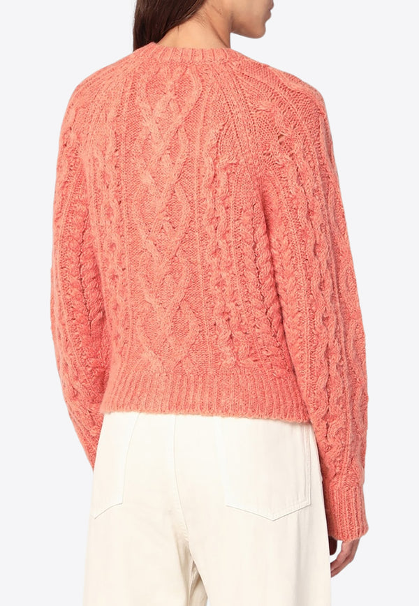 Isabel Marant Etoile Yara Cable Knit Cardigan Pink 25ACA0117FAC3L05E/R_ISAET-11LR