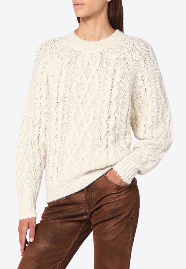 Isabel Marant Etoile Mohair-Blend Cable-Knit Sweater Ecru 25APU0748FAC3L05E/R_ISAET-23EC