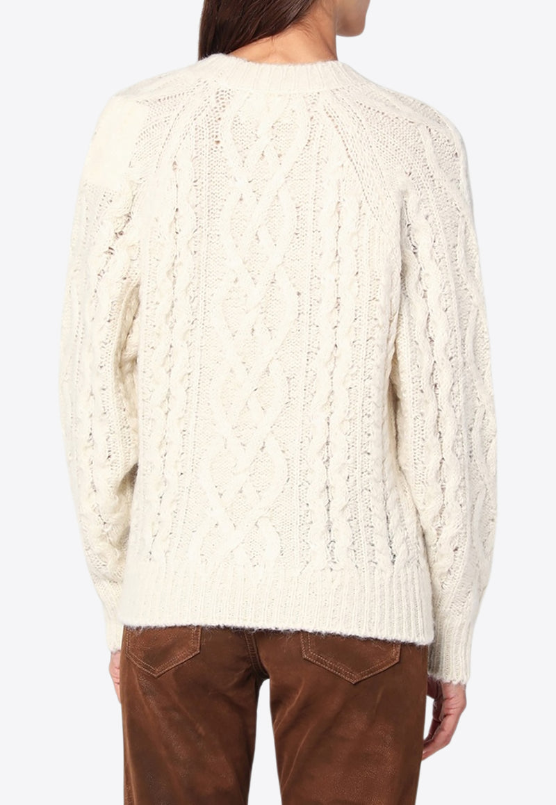 Isabel Marant Etoile Mohair-Blend Cable-Knit Sweater Ecru 25APU0748FAC3L05E/R_ISAET-23EC