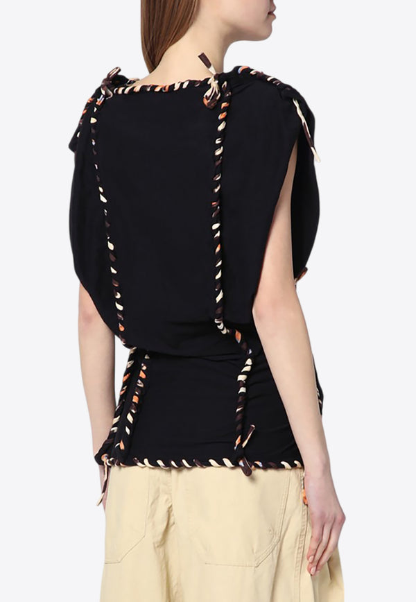 Isabel Marant Zohra Woven Top Black 25EHT0632FAC2K05I/Q_ISAMA-01BK