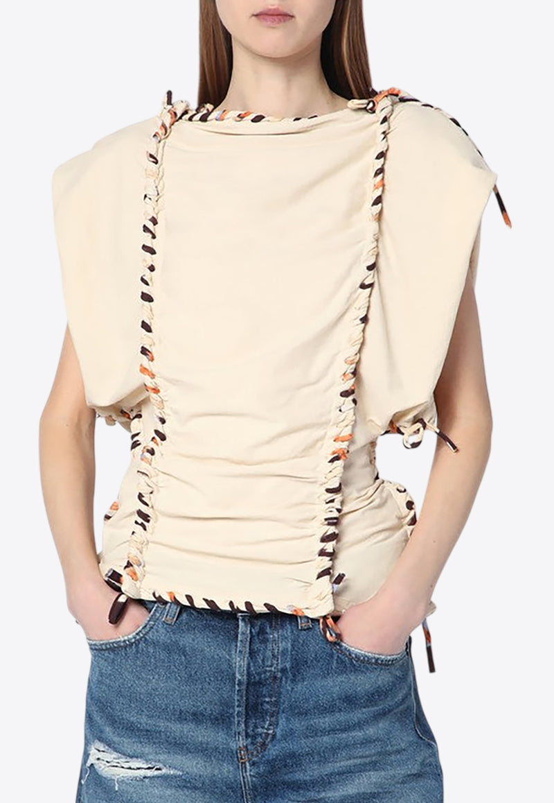 Isabel Marant Zohra Woven Top Ecru 25EHT0632FAC2K05I/Q_ISAMA-23EC