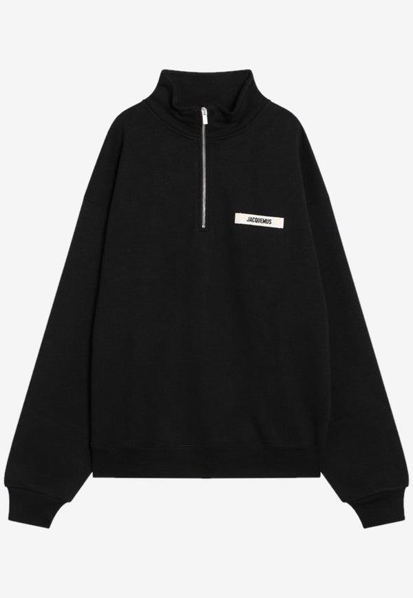 Jacquemus Gros Grain Quarter-Zip Sweatshirt Black 25ESSM00313AJ00174/R_JACQM-990