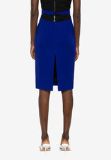 Mugler Tailored Pencil Skirt Blue 25F1JU0542196_BLUE