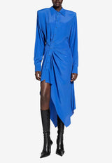 Mugler Draped Asymmetrical Dress Blue 25F1RO1780385_BLUE