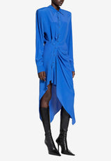 Mugler Draped Asymmetrical Dress Blue 25F1RO1780385_BLUE