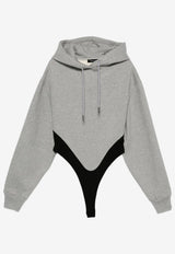 Mugler Hooded Long-Sleeved Bodysuit Gray 25F3BO02566024_GREY