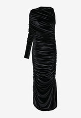 Mugler One-Shoulder Ruched Midi Dress Black 25F3RO17866025_BLACK