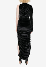 Mugler One-Shoulder Ruched Midi Dress Black 25F3RO17866025_BLACK