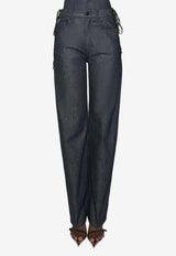 Mugler Lace-Up Straight-Leg Jeans Blue 25F6PA04862014_BLUE