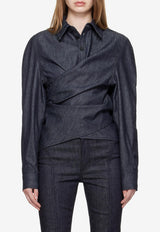 Mugler Wrapped Long-Sleeved Shirt Blue 25F6TO08212021_BLUE