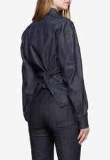 Mugler Wrapped Long-Sleeved Shirt Blue 25F6TO08212021_BLUE