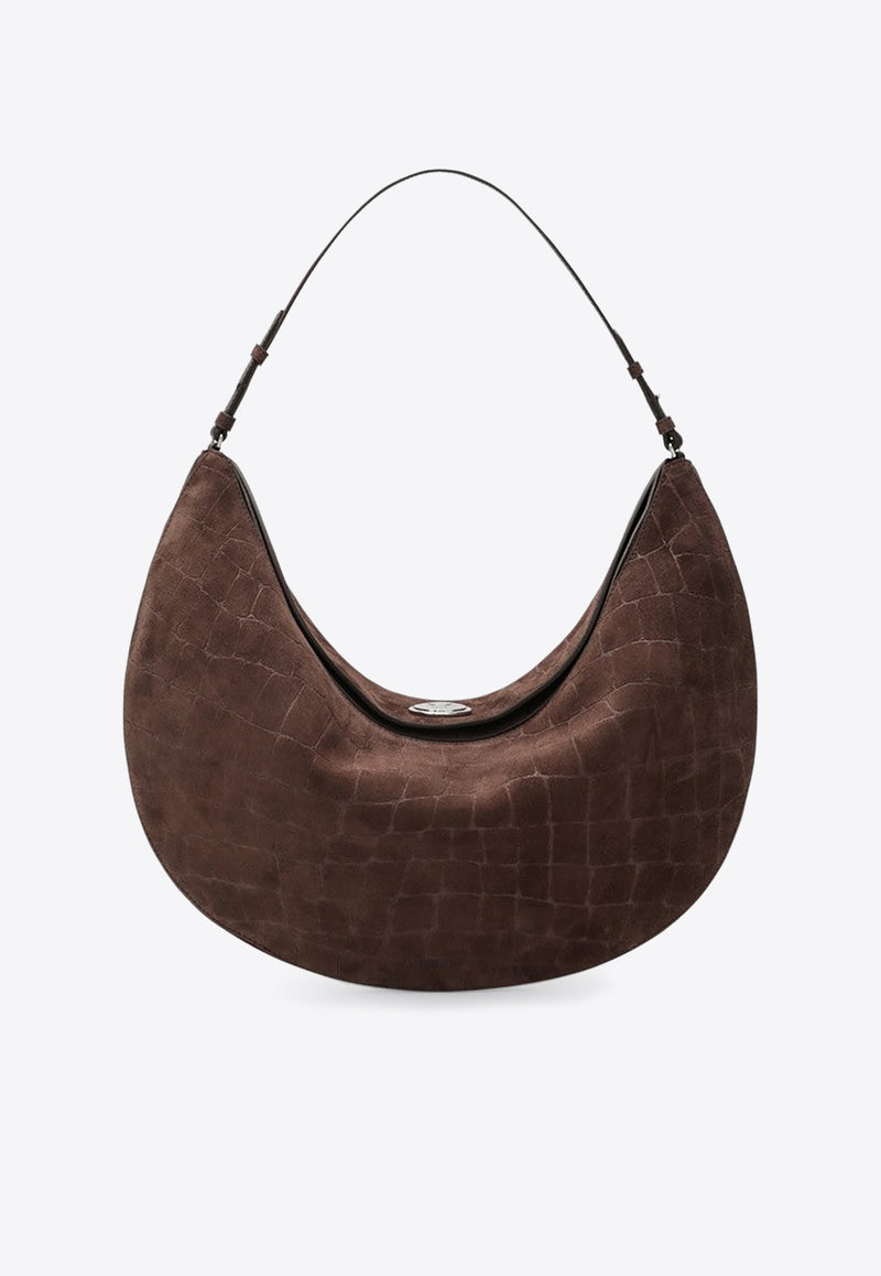 Jacquemus Large Ovalo Croc-Embossed Suede Hobo Bag Brown 25HBAW00437AC07A09/R_JACQM-880