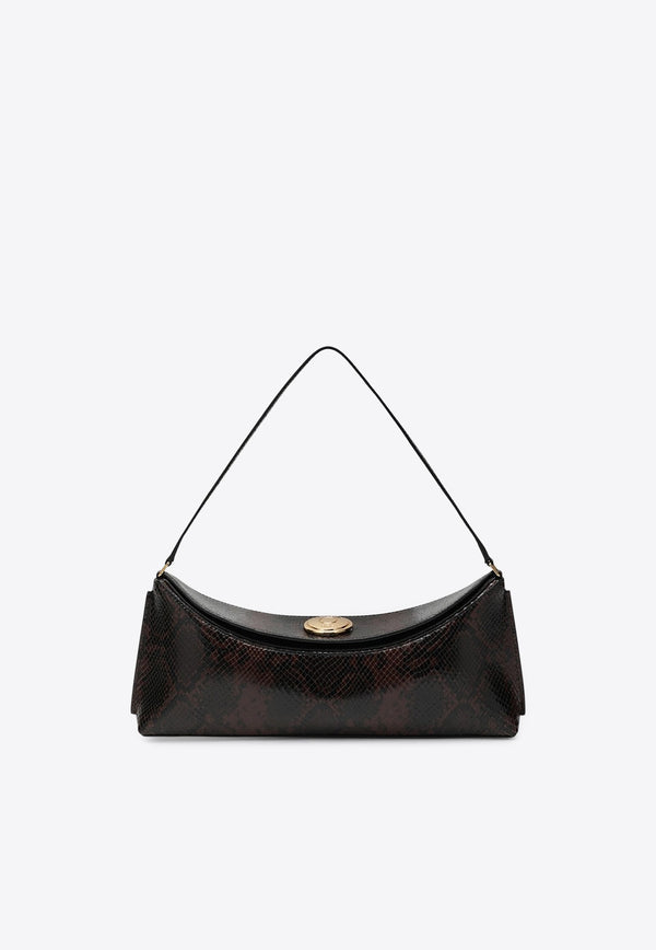 Jacquemus Ovalo Python-Embossed Leather Shoulder Bag Dark Brown 25HBAW00438AC05A01/R_JACQM-880