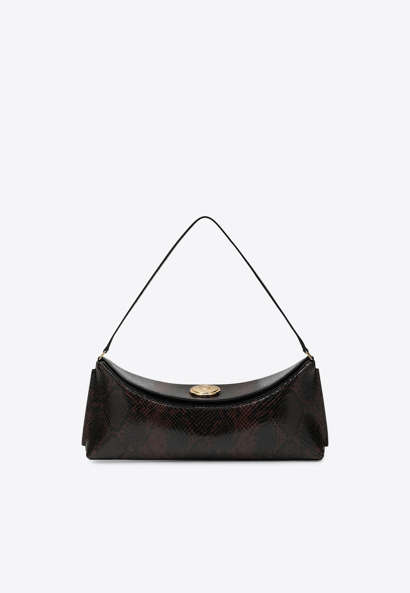 Jacquemus Ovalo Python-Embossed Leather Shoulder Bag Dark Brown 25HBAW00438AC05A01/R_JACQM-880