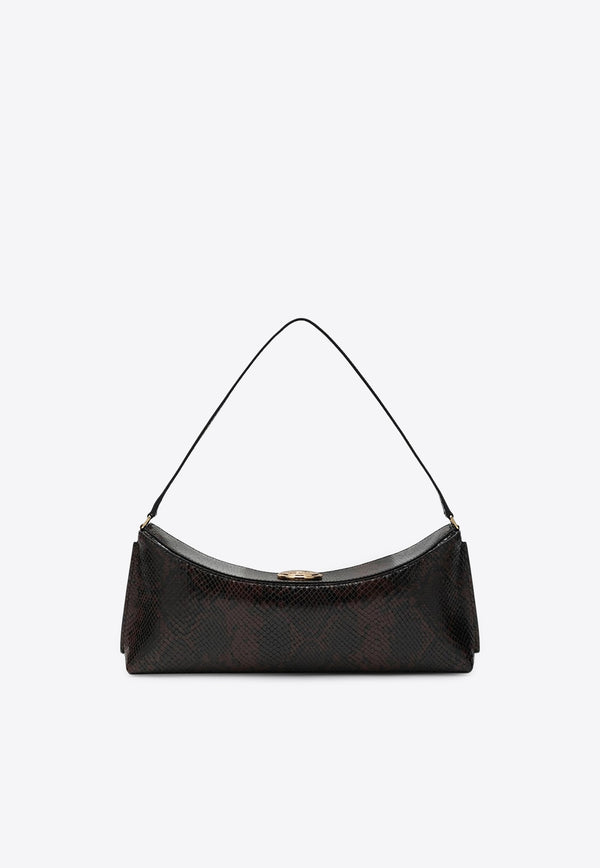 Jacquemus Ovalo Python-Embossed Leather Shoulder Bag Dark Brown 25HBAW00438AC05A01/R_JACQM-880