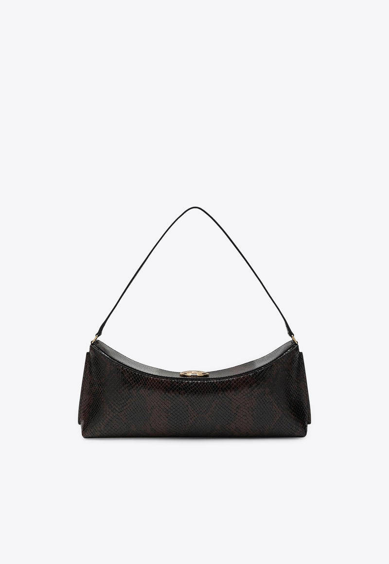 Jacquemus Ovalo Python-Embossed Leather Shoulder Bag Dark Brown 25HBAW00438AC05A01/R_JACQM-880